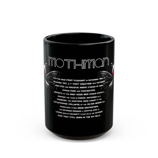 11oz & 15oz Black Coffee Cup | Mothman-15oz-Nicodemus Studios