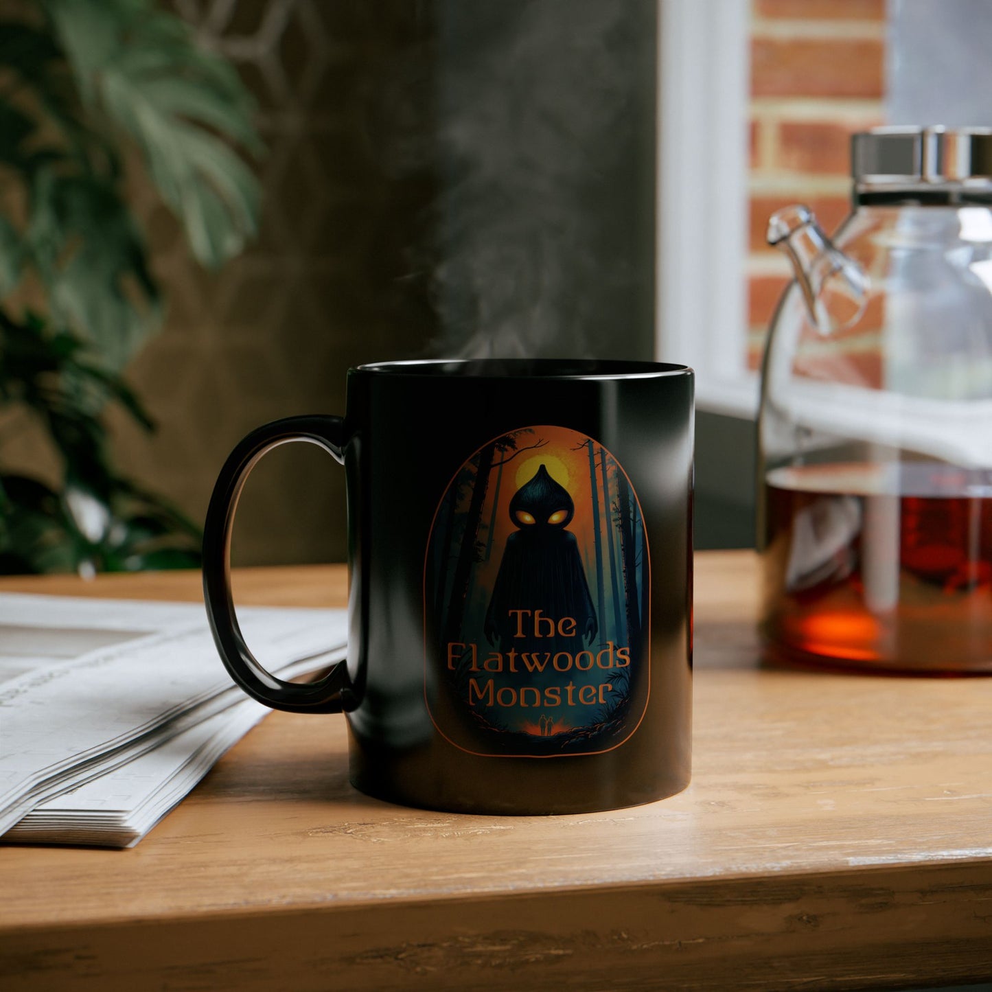 11oz & 15oz Black Coffee Cup | Vintage The Flatwoods Monster-11oz-Nicodemus Studios