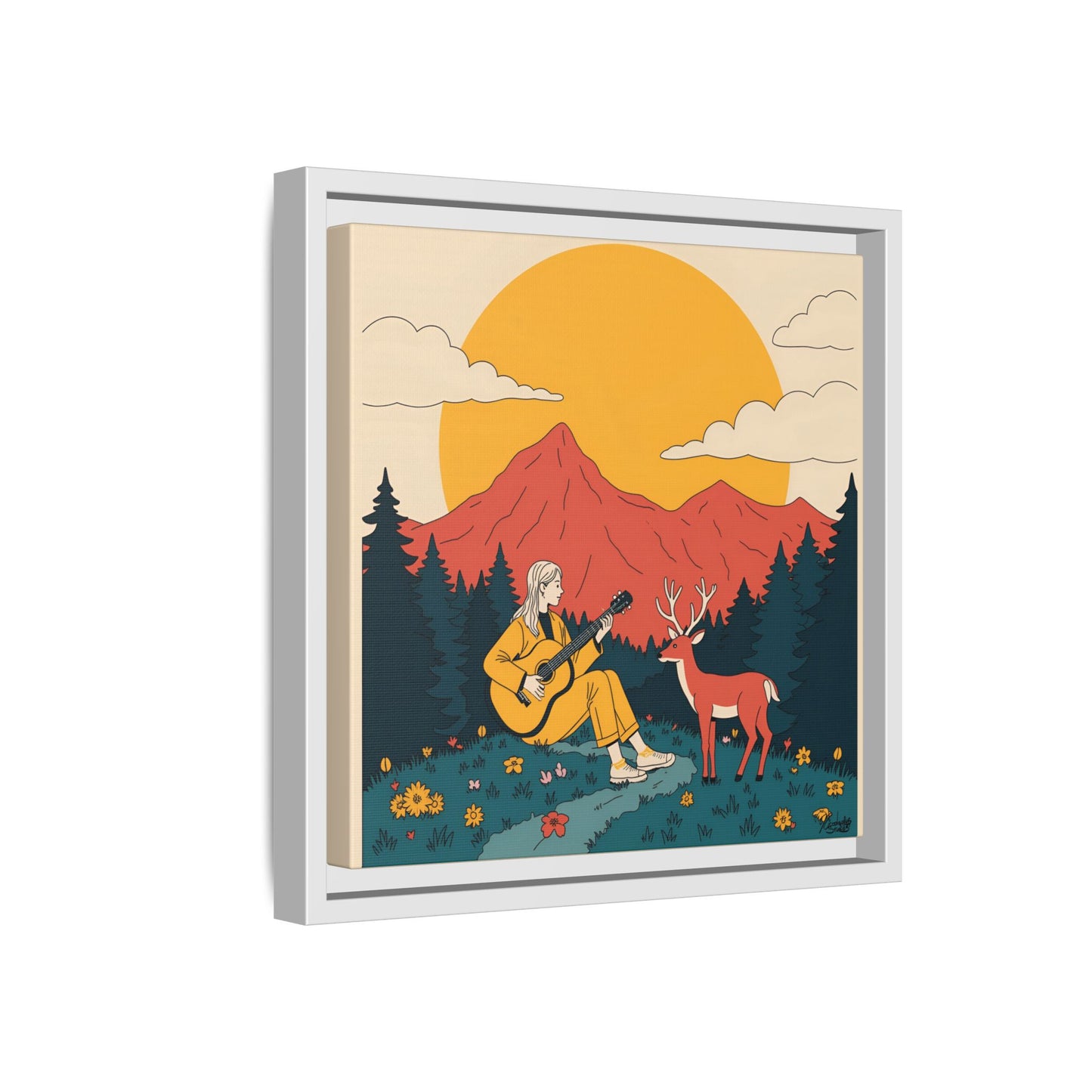 "Fawn Melody 02" Framed Canvas Art Print Canvas