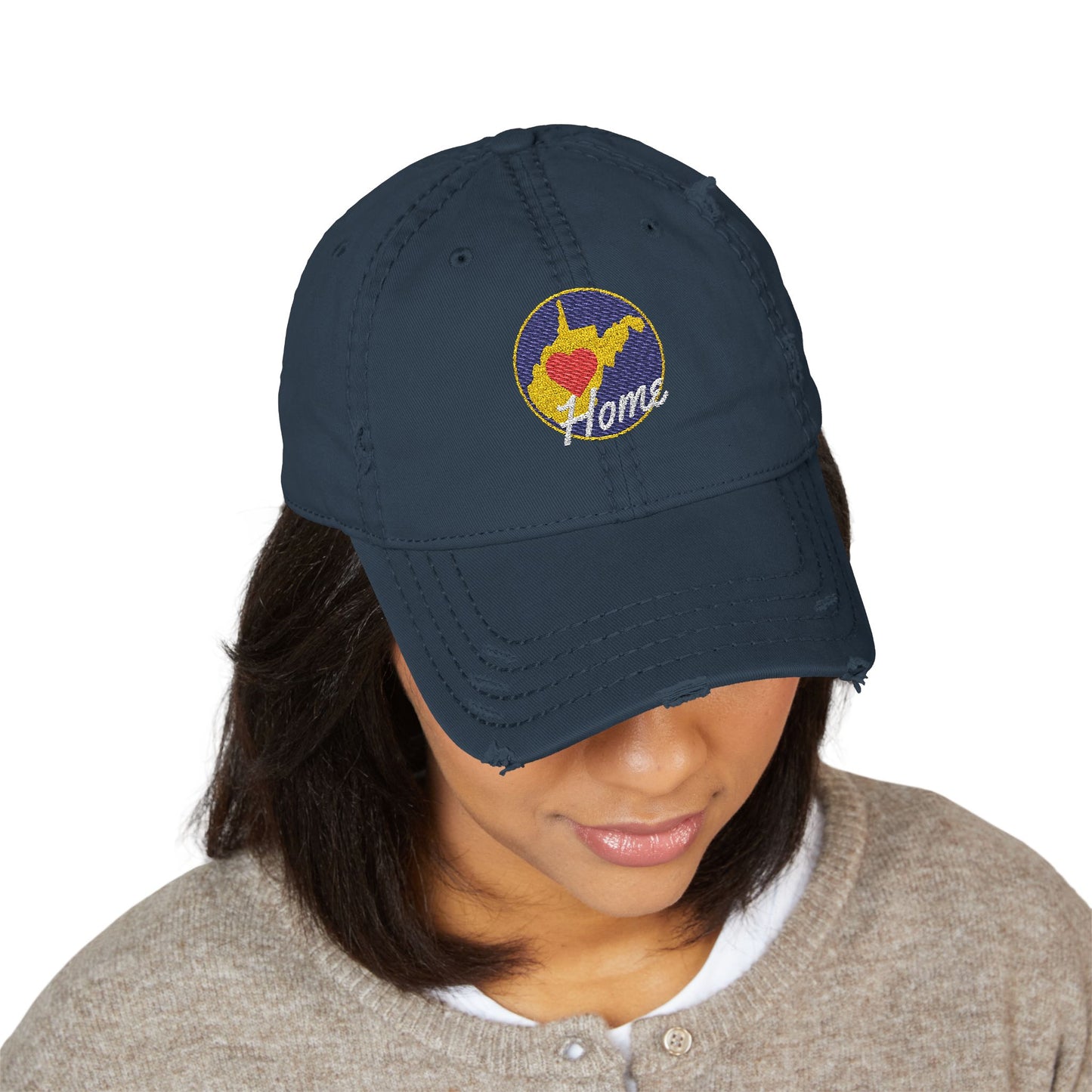 Embroidered Distressed Dad Hat | West Virginia Home-Nicodemus Studios