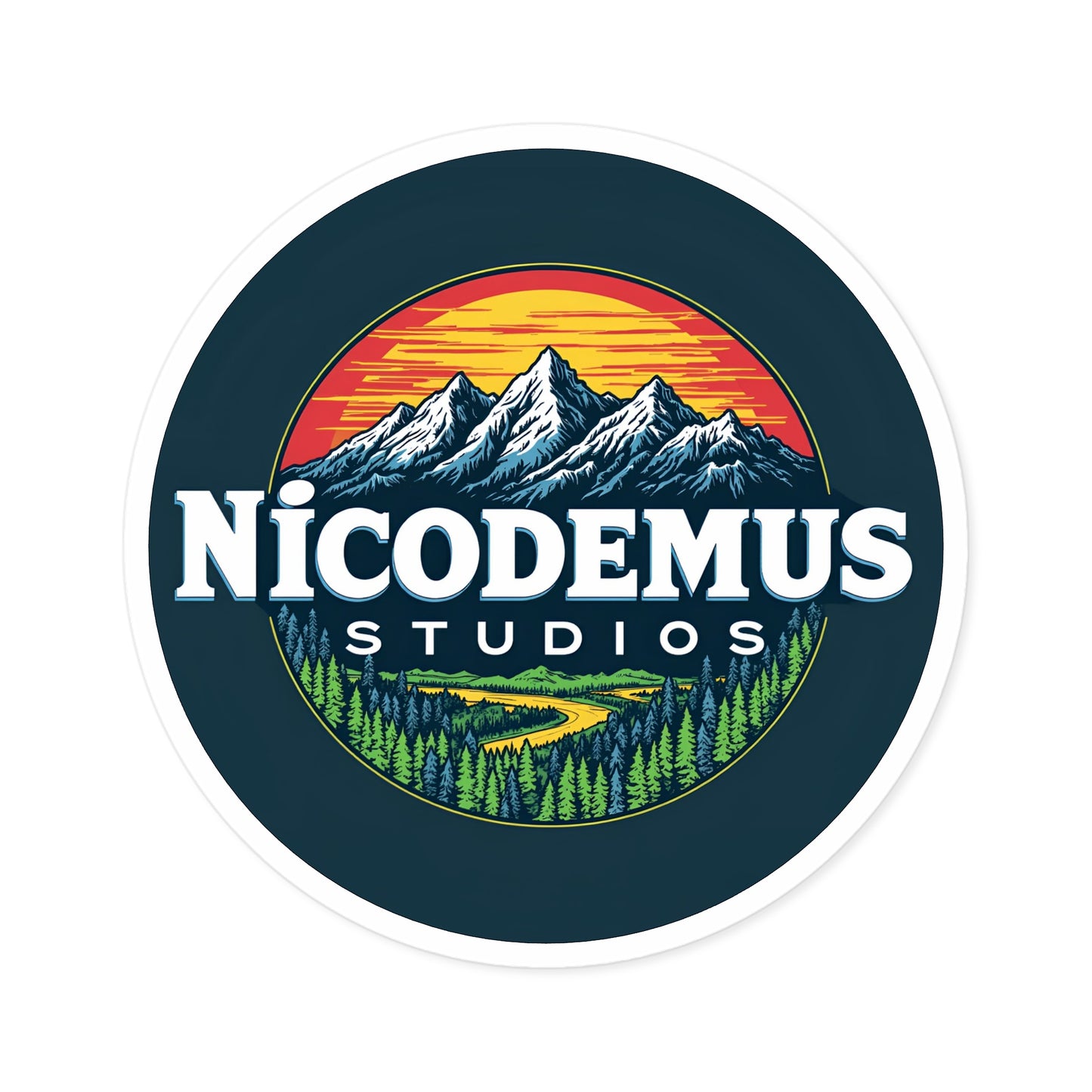 Nicodemus Studios Logo Round Stickers - Indoor/Outdoor 4" × 4" Round White Paper products