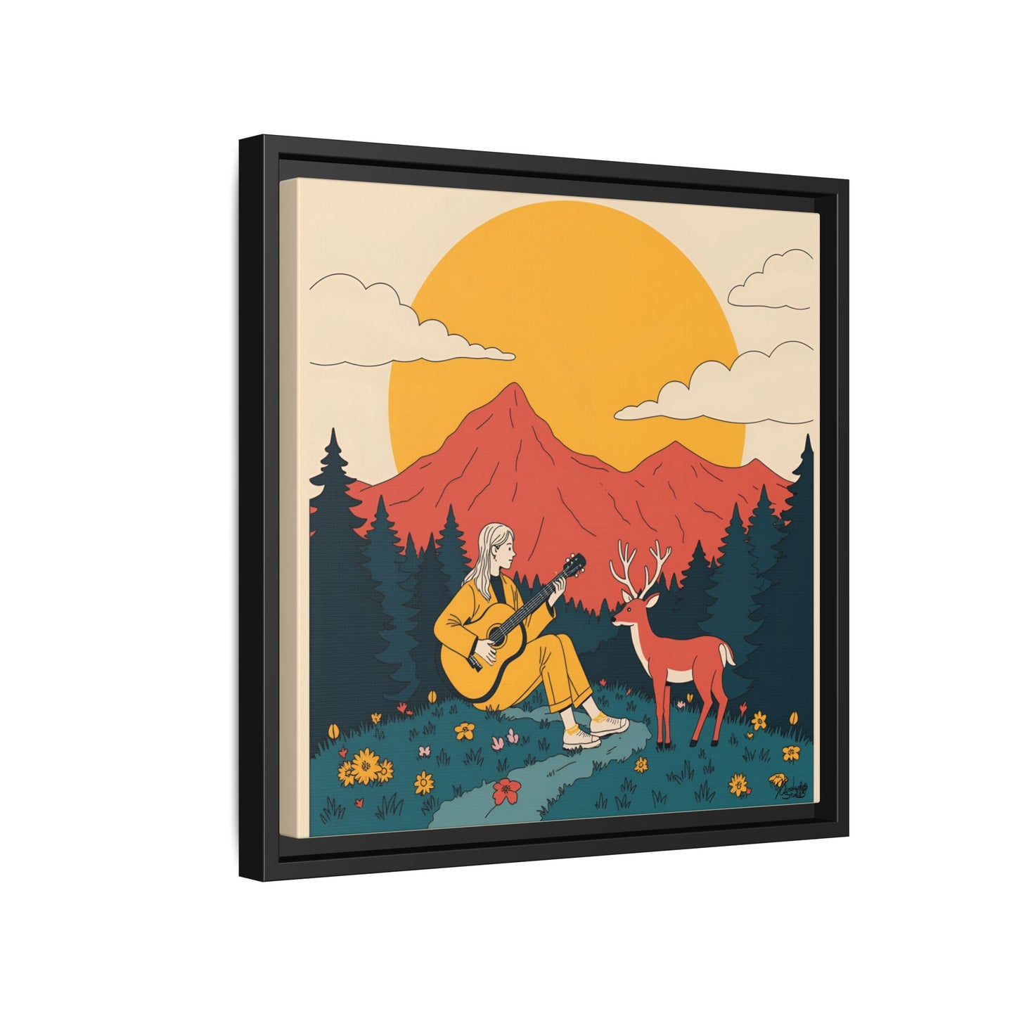 "Fawn Melody 02" Framed Canvas Art Print Canvas