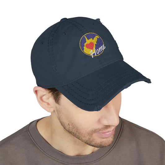Embroidered Distressed Dad Hat | West Virginia Home-Nicodemus Studios