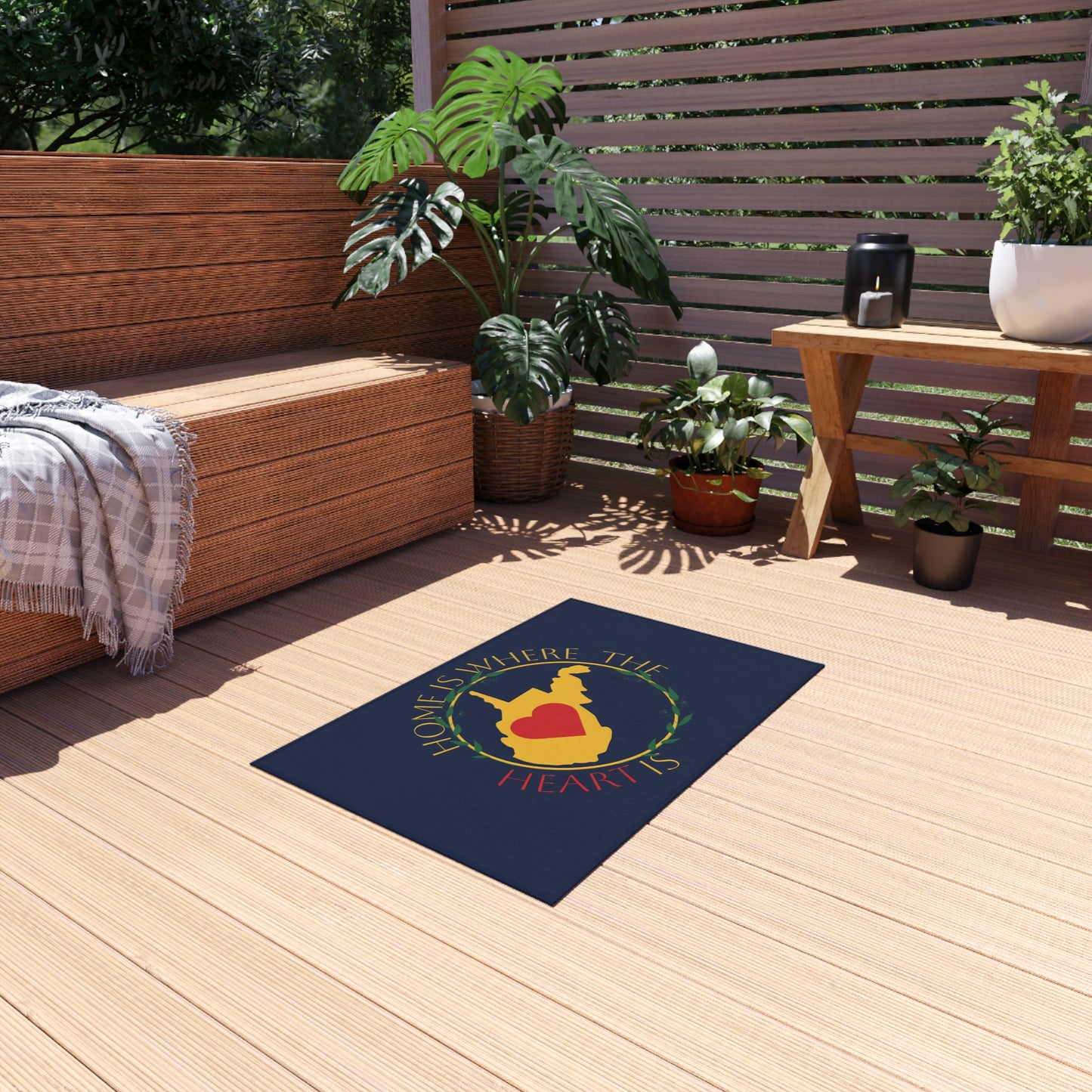 Outdoor Rug - "WV Home is Where The Heart Is" design by Nicodemus Studios