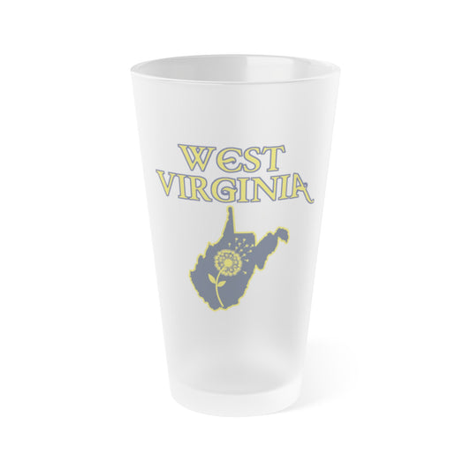 16oz Frosted Pint Glass | West Virginia w/State Dandelion-16oz-Frosted-Nicodemus Studios