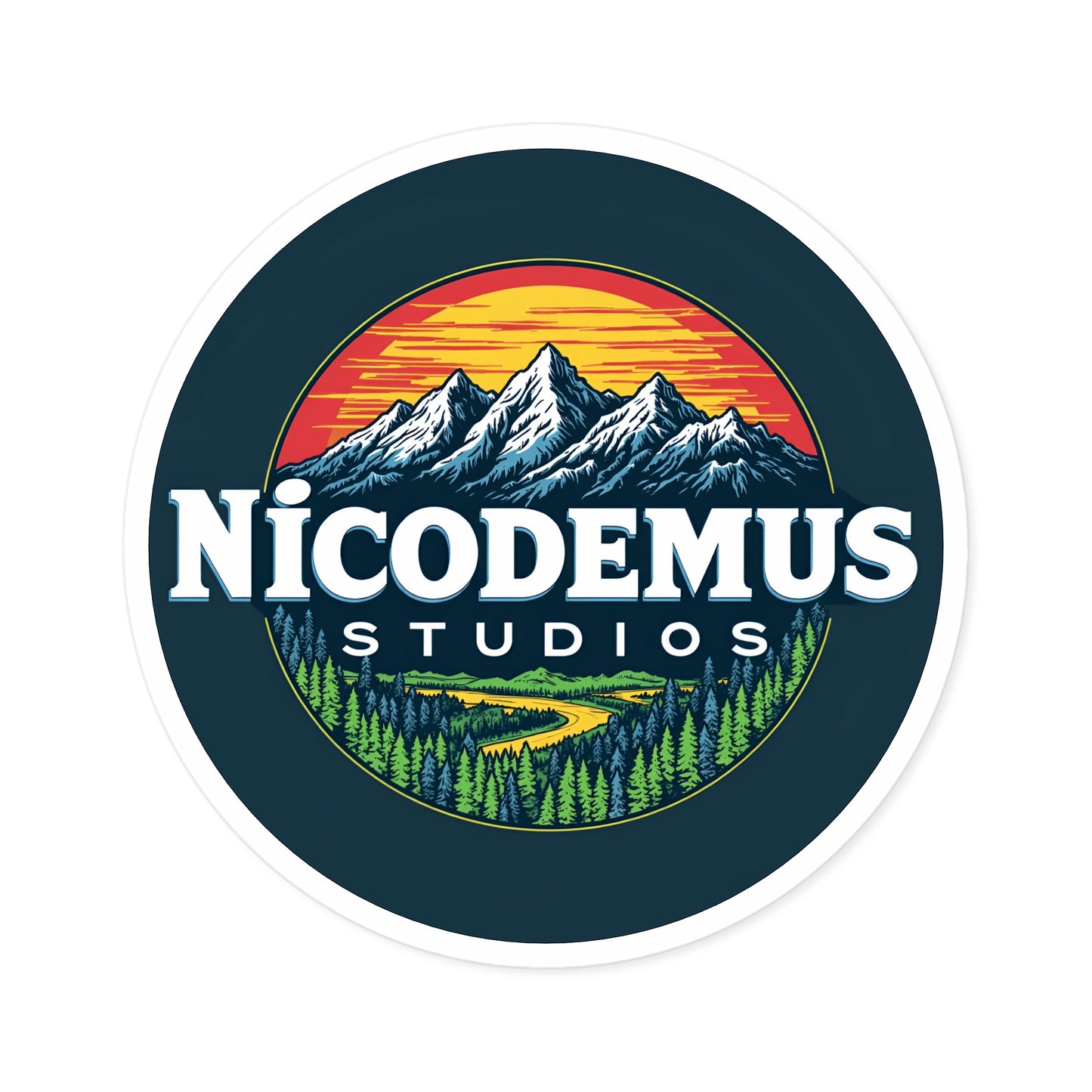 Nicodemus Studios Logo Round Stickers - Indoor/Outdoor 6" × 6" Round White Paper products