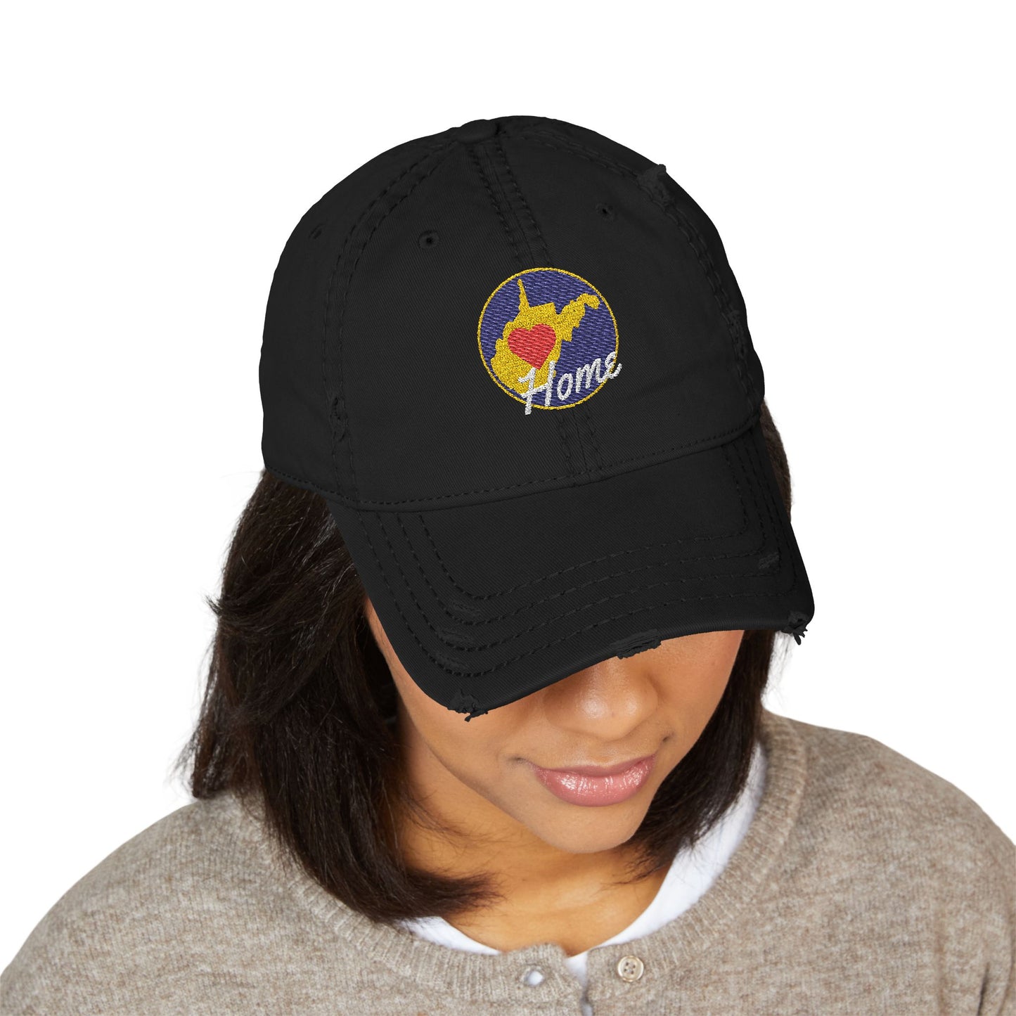 Embroidered Distressed Dad Hat | West Virginia Home-Nicodemus Studios