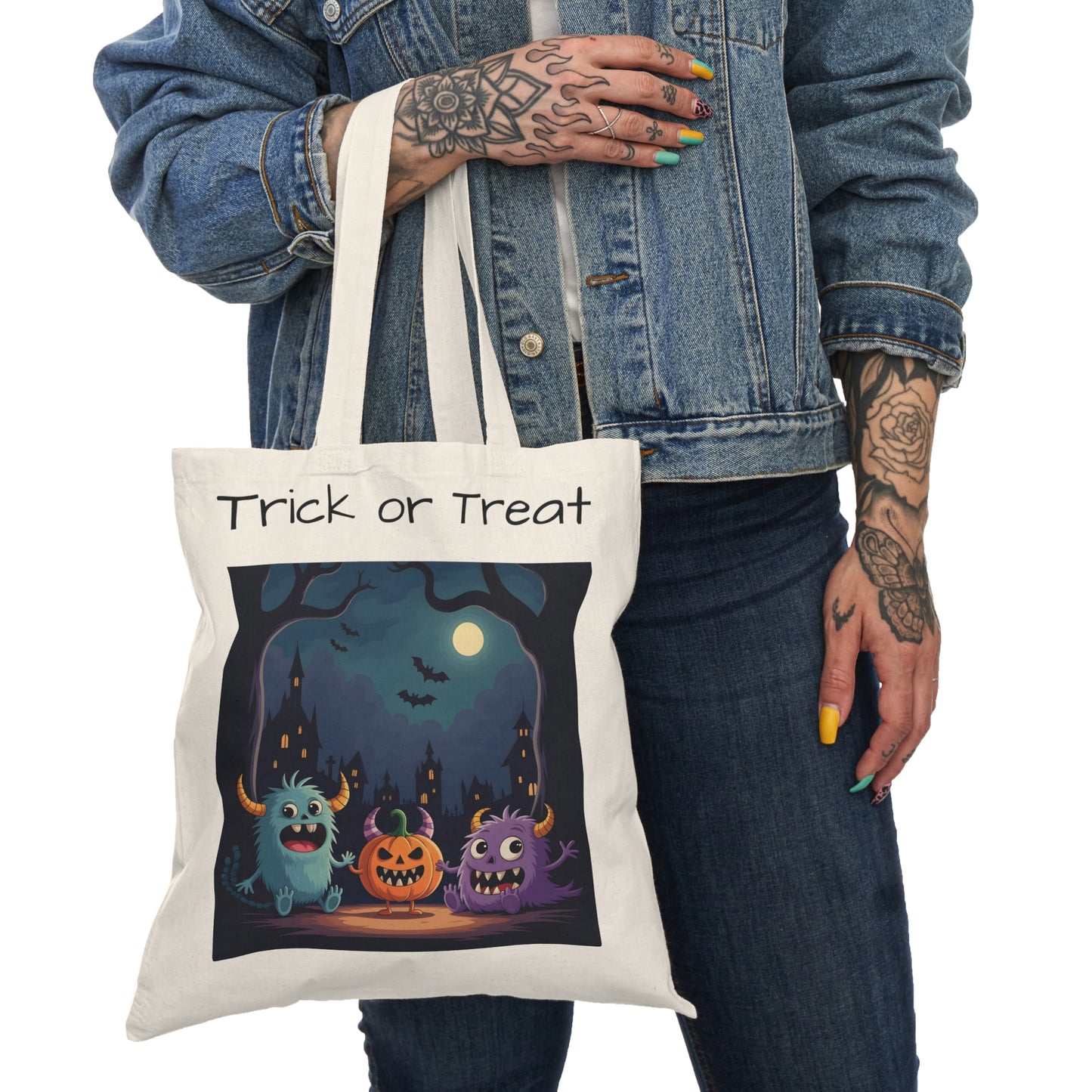 Eco-Friendly Trick or Treat Tote Bag 01-15" x 16"-Natural-Nicodemus Studios