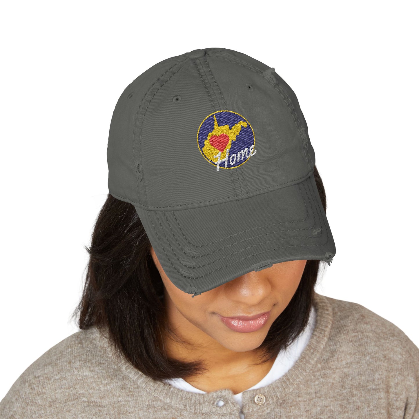 Embroidered Distressed Dad Hat | West Virginia Home-Nicodemus Studios