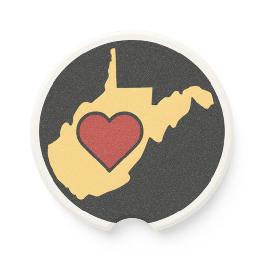 Heart WV Soapstone Car Coaster | Dark Navy & Beige-2.6'' × 2.6"-2pcs-Nicodemus Studios