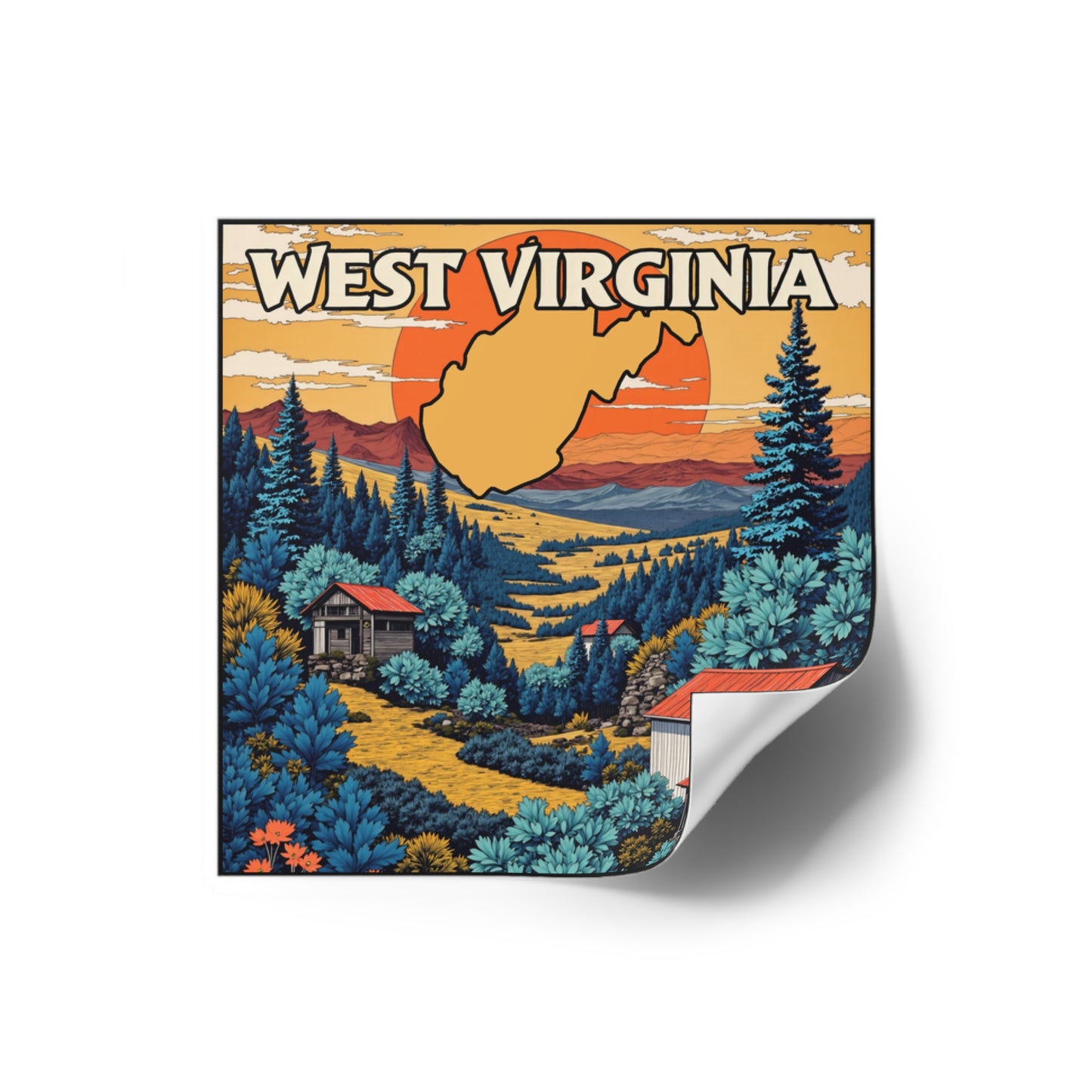 WV "Golden Summer" Square Indoor/Outdoor sticker-Nicodemus Studios