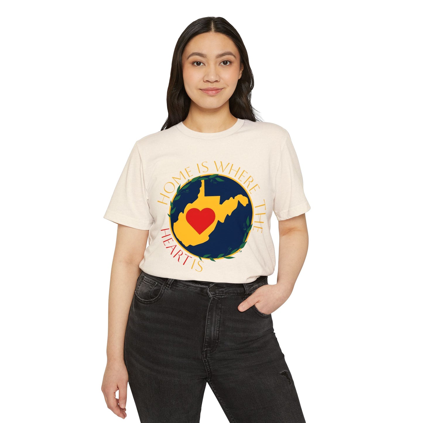 Recycled Organic T-Shirt | "WV Home is Where the Heart Is"