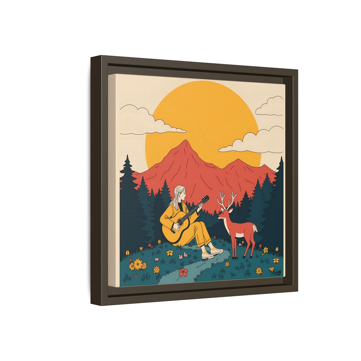 "Fawn Melody 02" Framed Canvas Art Print Canvas