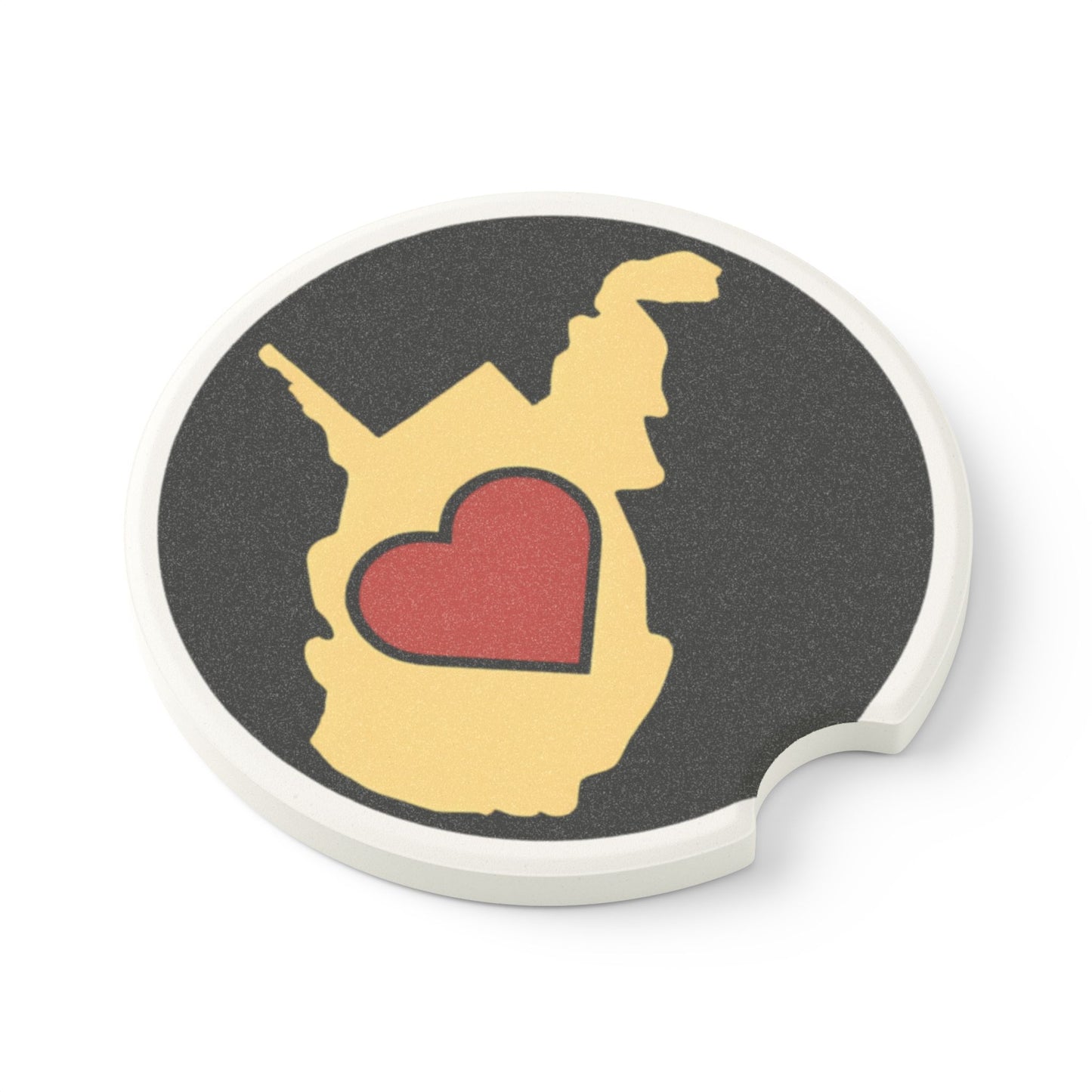 Heart WV Soapstone Car Coaster | Dark Navy & Beige-Nicodemus Studios