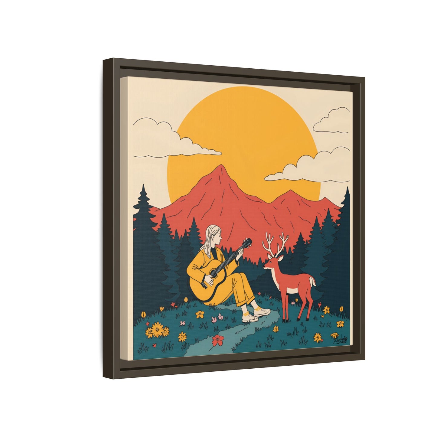 "Fawn Melody 02" Framed Canvas Art Print Canvas