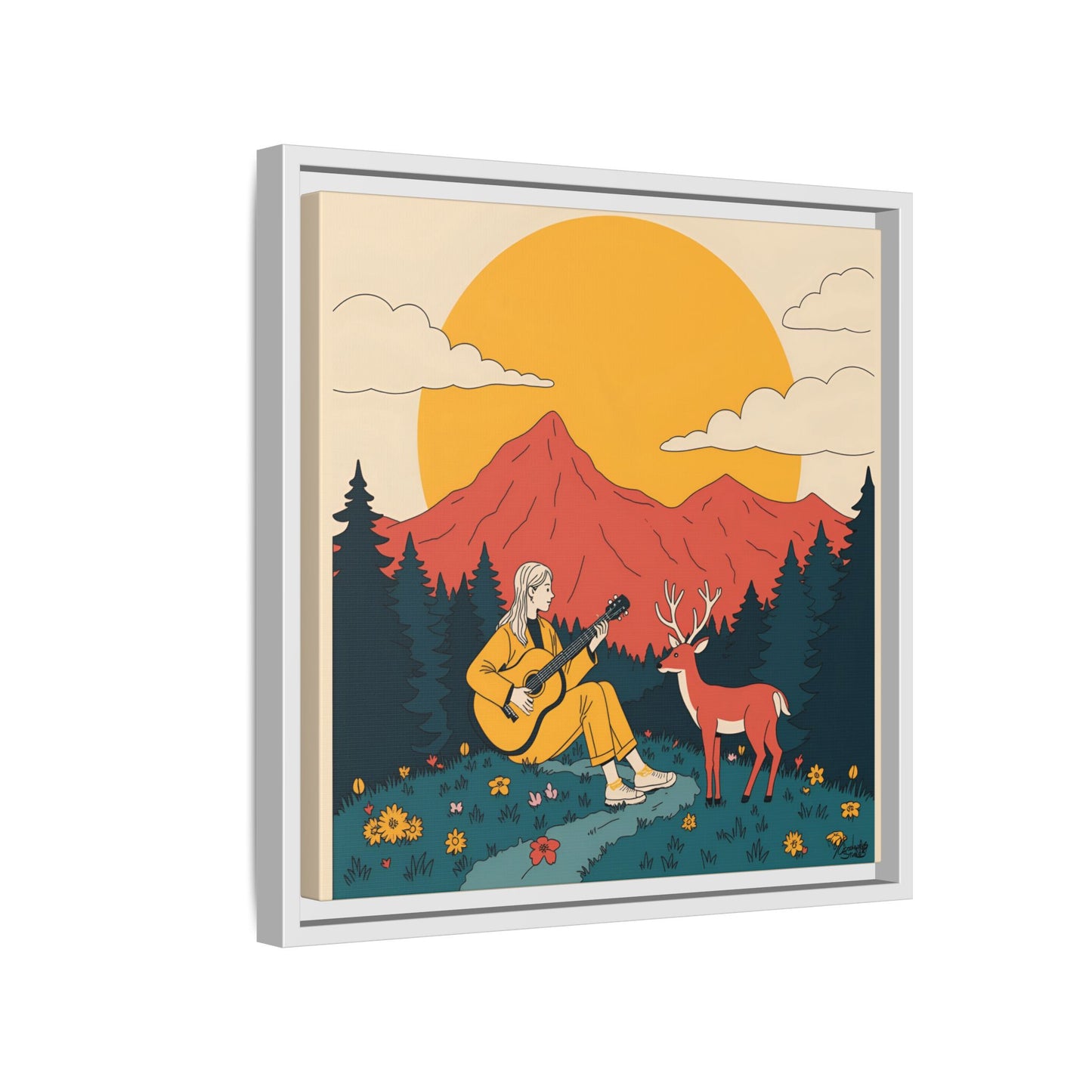 "Fawn Melody 02" Framed Canvas Art Print Canvas