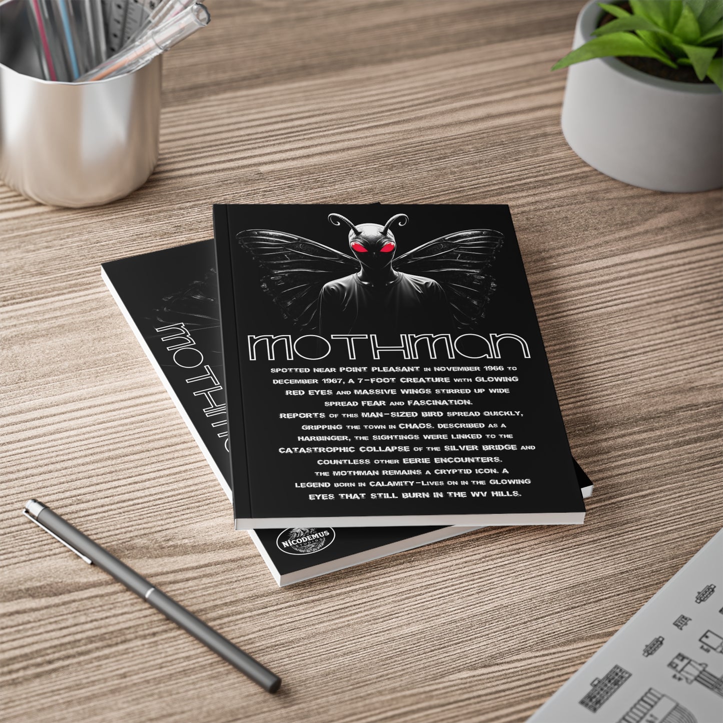 A5 Aesthetic Design Notebook | "Mothman" by Nicodemus Studios-Nicodemus Studios