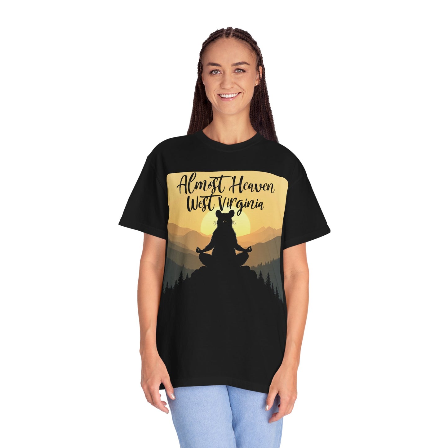 Almost Heaven West Virginia "Lotus Racoon" Garment-Dyed T-Shirt