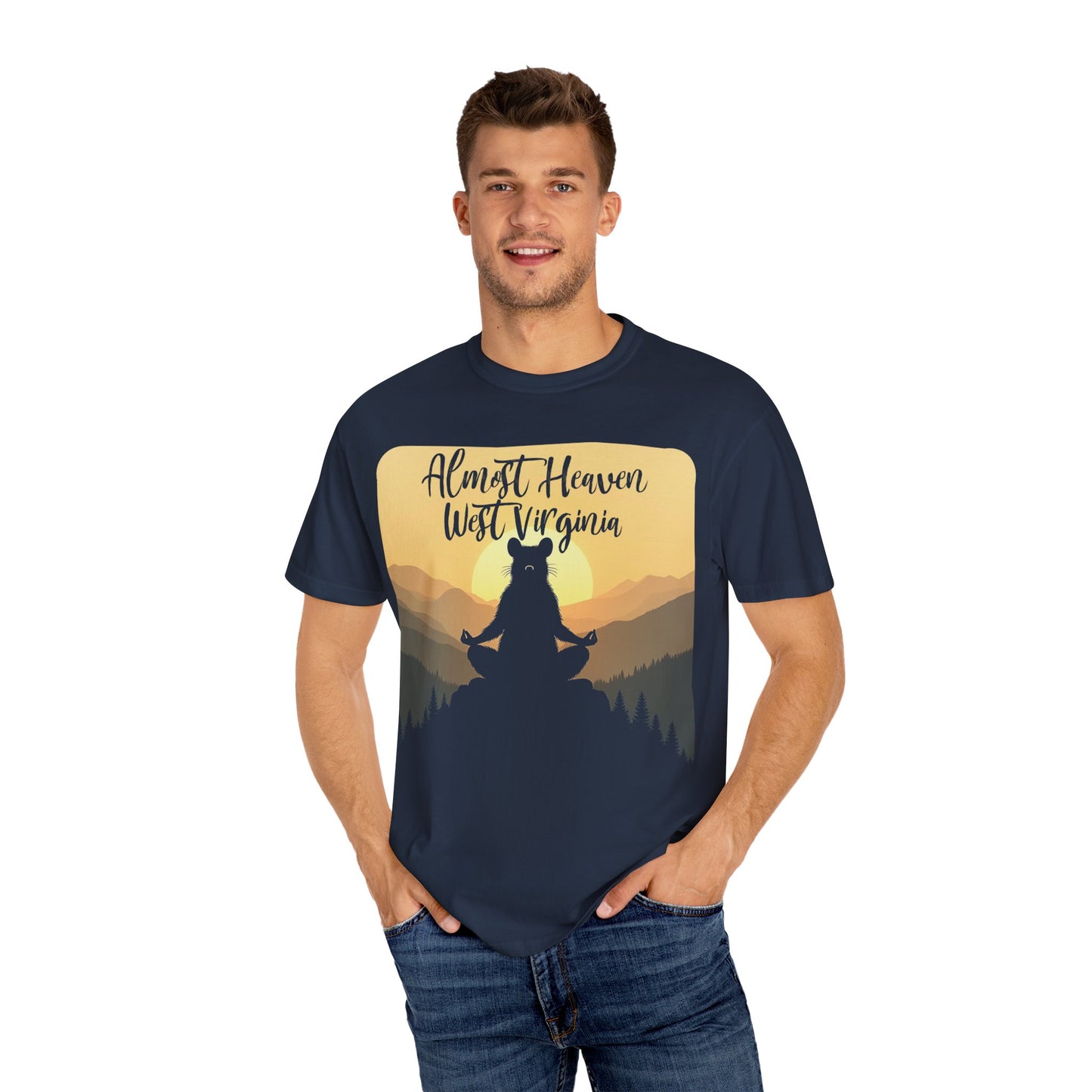 Almost Heaven West Virginia "Lotus Racoon" Garment-Dyed T-Shirt