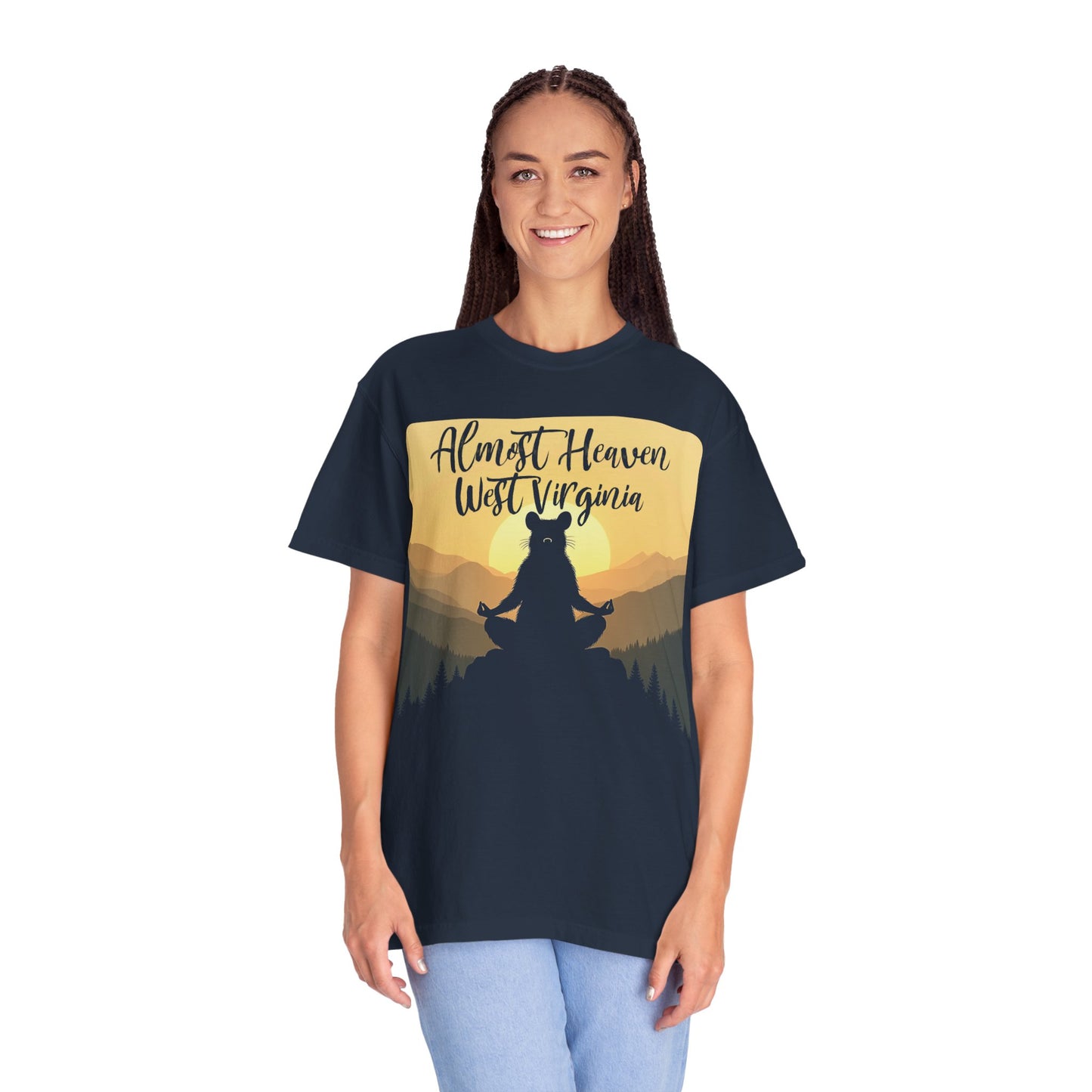 Almost Heaven West Virginia "Lotus Racoon" Garment-Dyed T-Shirt