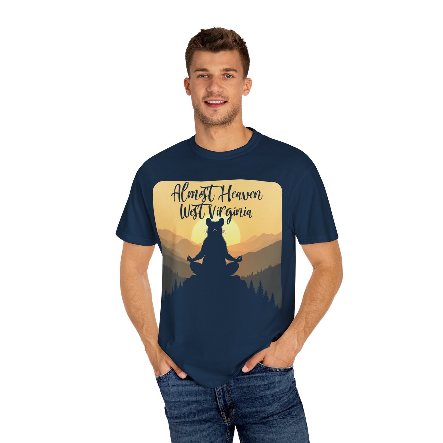 Almost Heaven West Virginia "Lotus Racoon" Garment-Dyed T-Shirt