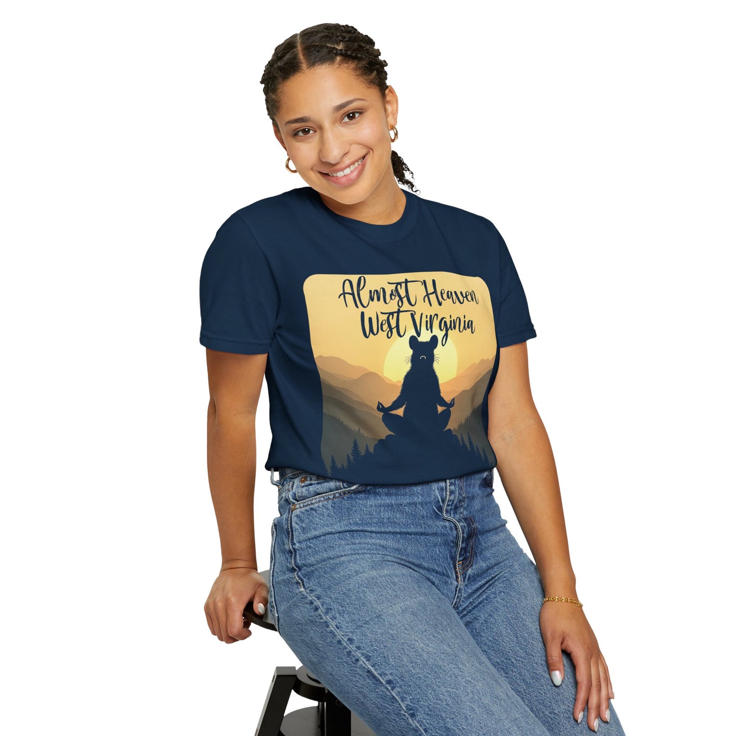 Almost Heaven West Virginia "Lotus Racoon" Garment-Dyed T-Shirt