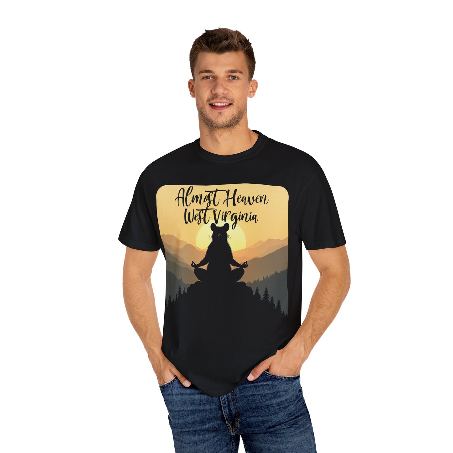 Almost Heaven West Virginia "Lotus Racoon" Garment-Dyed T-Shirt