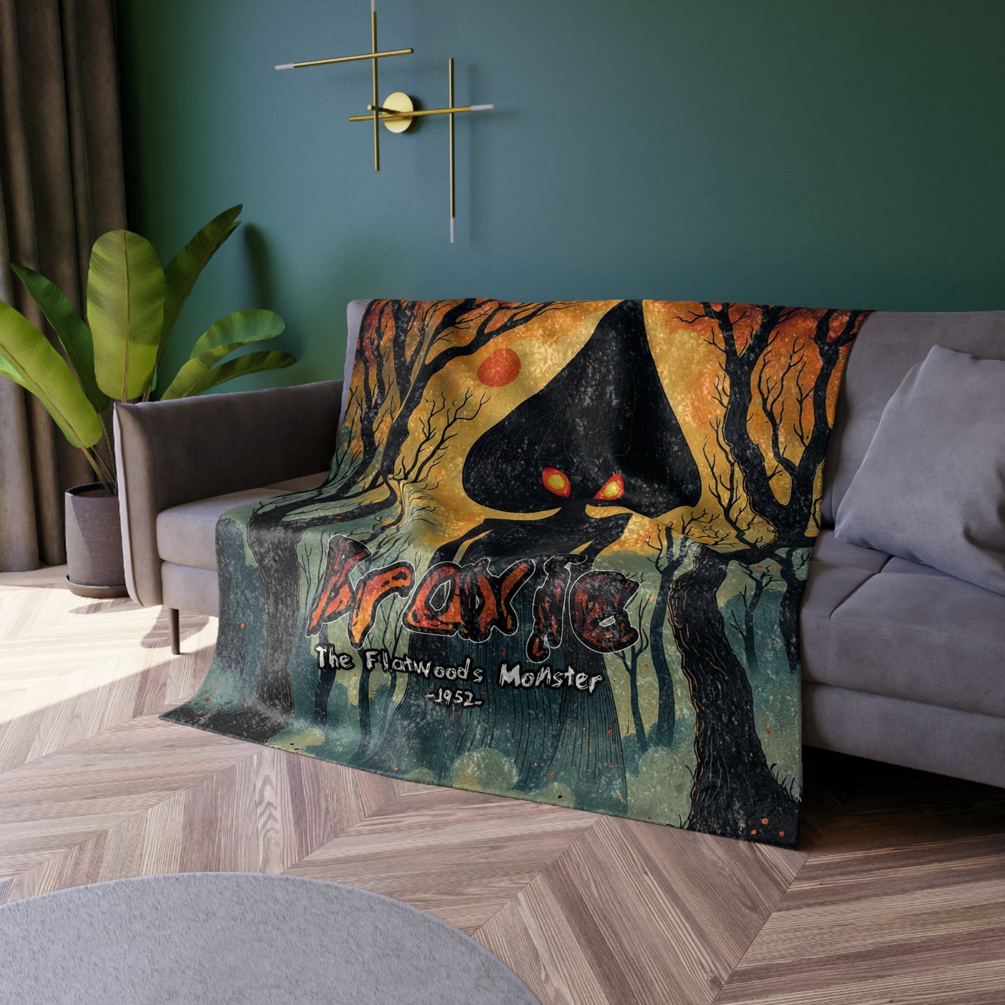 Crushed Velvet Blanket | Braxie The Flatwoods Monster-Nicodemus Studios