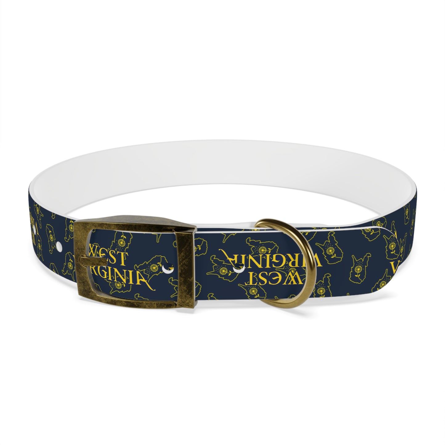 Dog Collar | West Virginia Dandelion Design-L-Vintage Brass-TPU-Nicodemus Studios