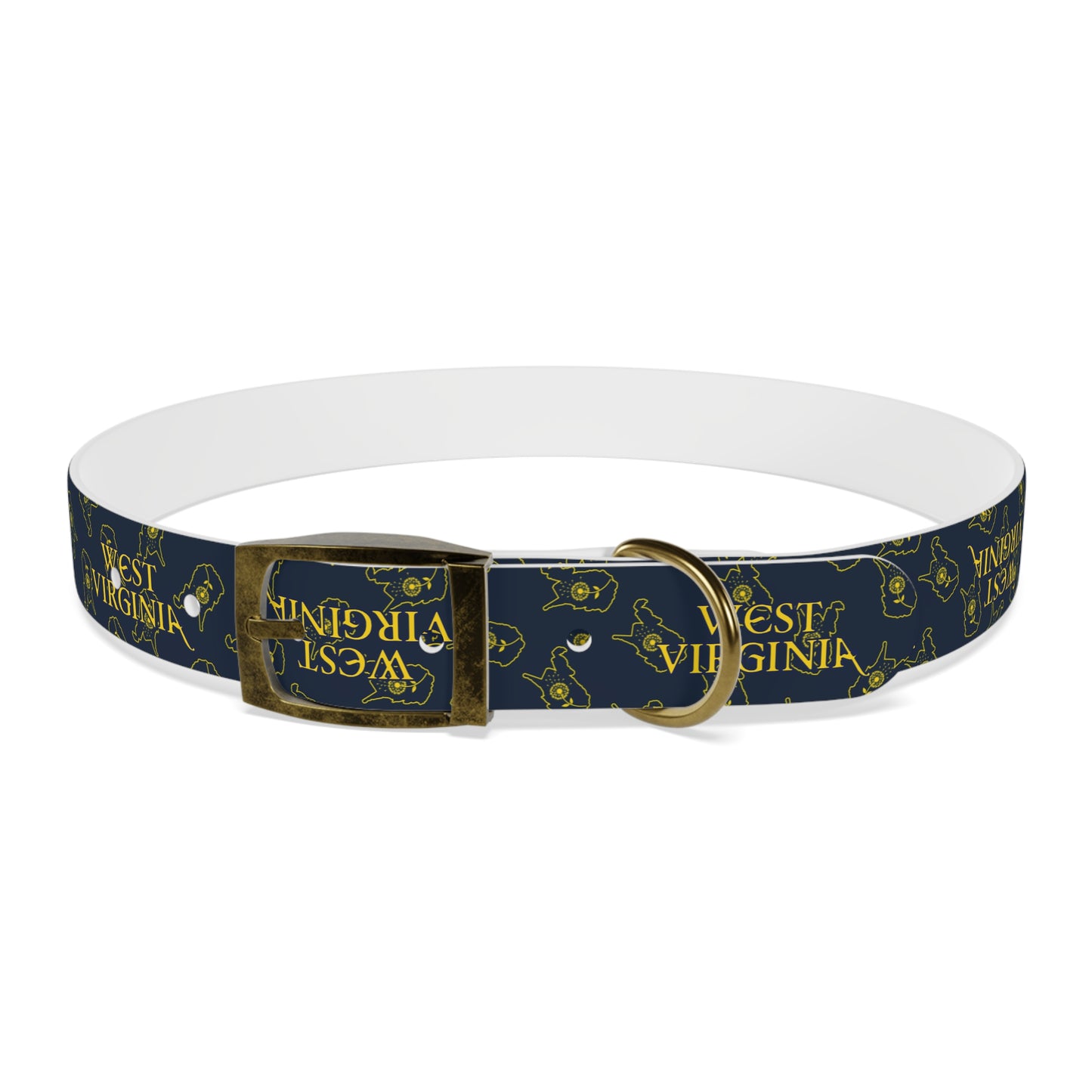 Dog Collar | West Virginia Dandelion Design-XL-Vintage Brass-TPU-Nicodemus Studios