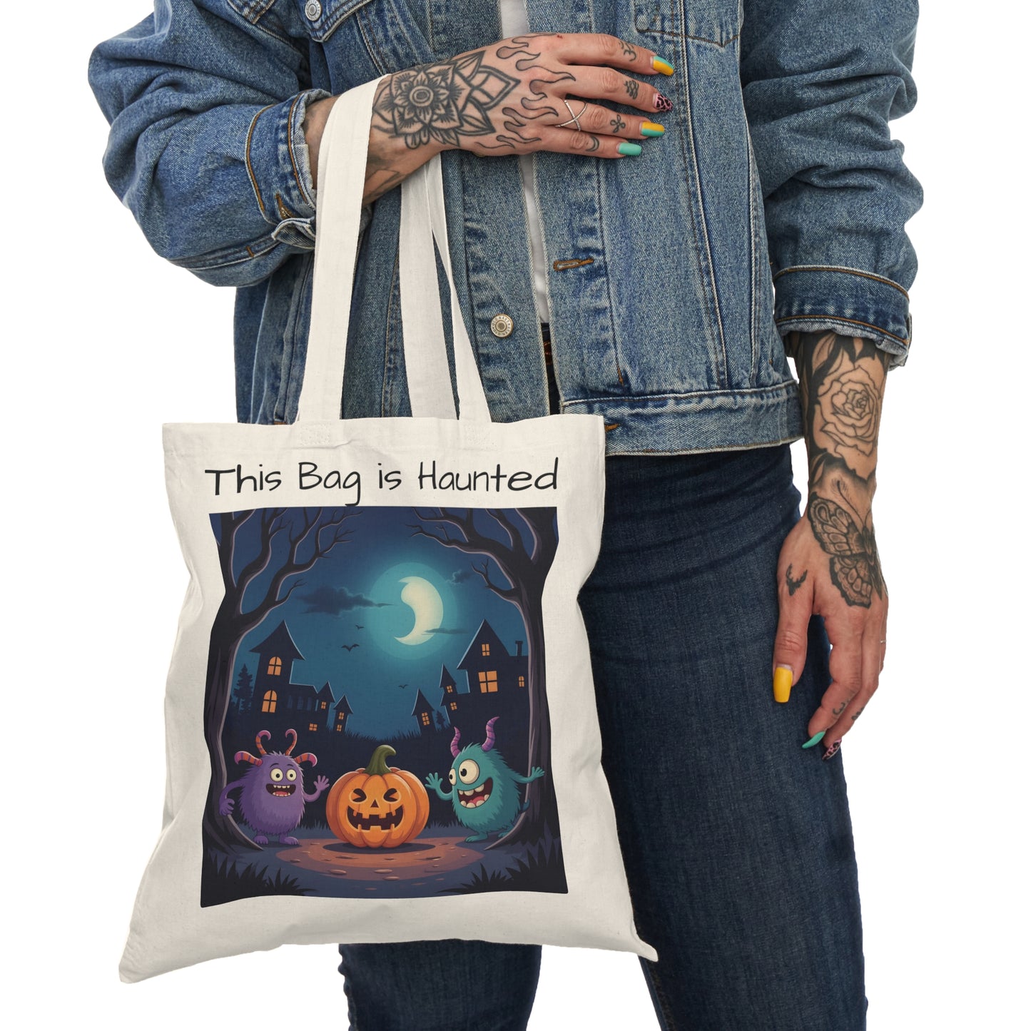 Eco-Friendly Trick or Treat Tote Bag 02-15" x 16"-Natural-Nicodemus Studios