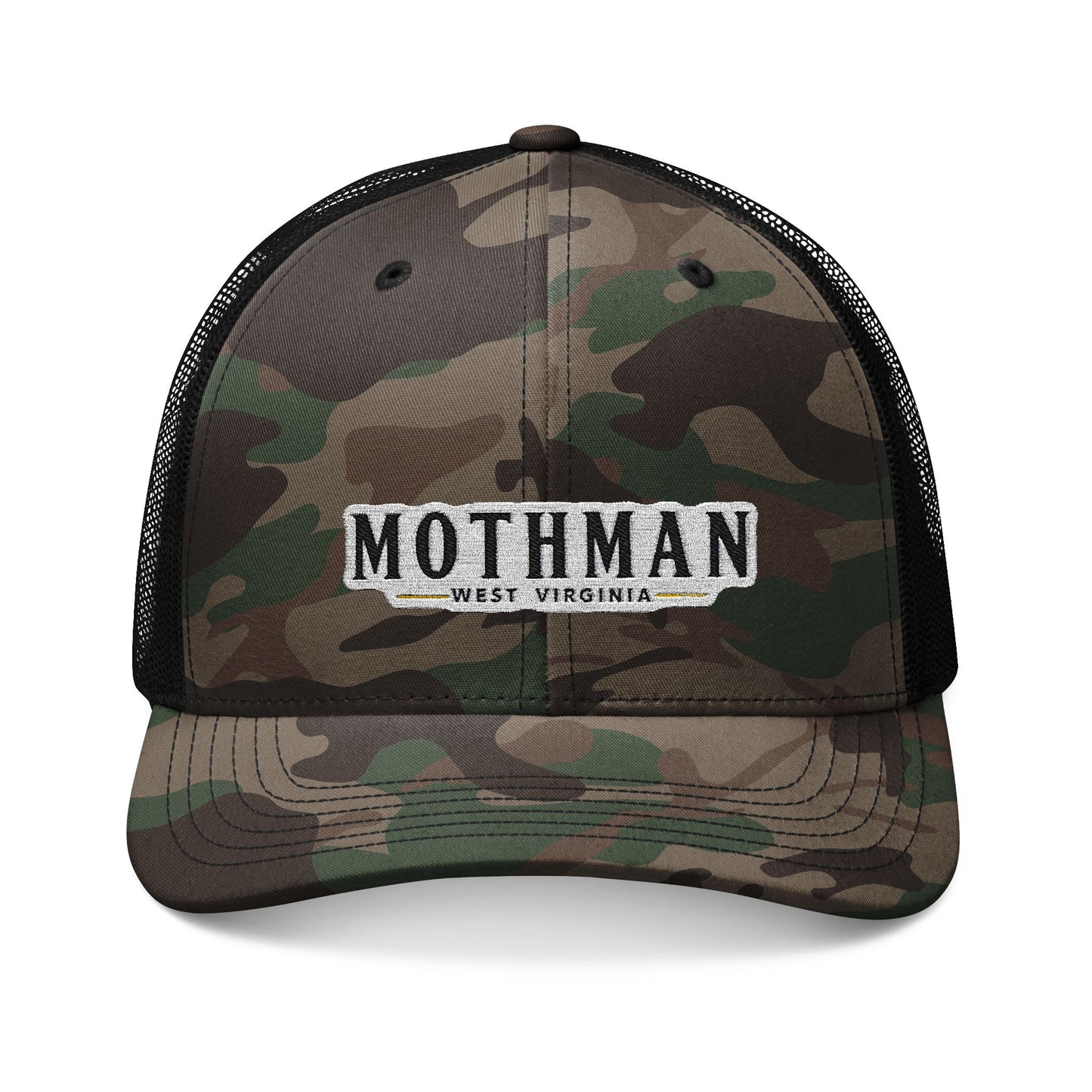 Embroidered Camouflage Trucker Hat | Mothman-One size-Camo Black-Nicodemus Studios
