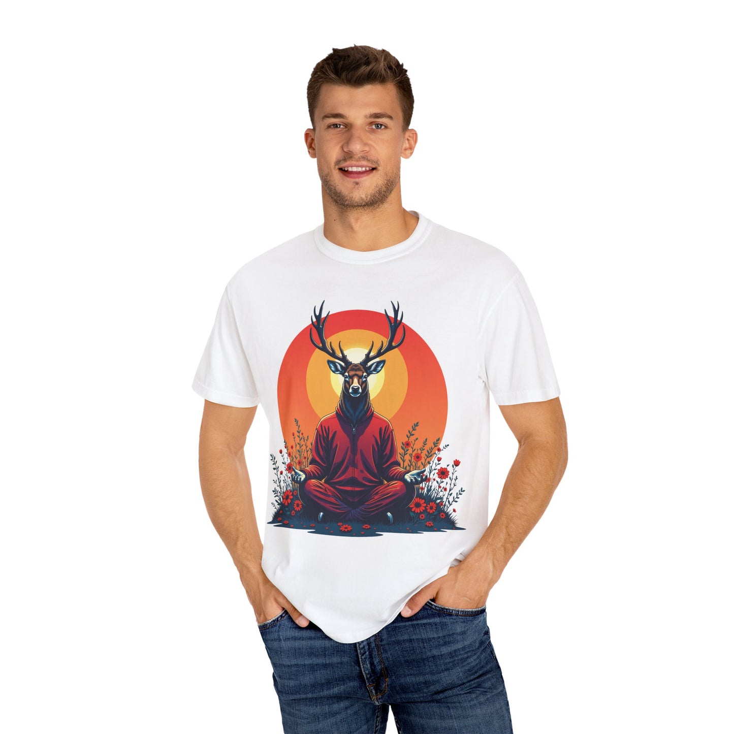 Garment-Dyed T-Shirt | "Lotus Deer" by Nicodemus Studios-Nicodemus Studios