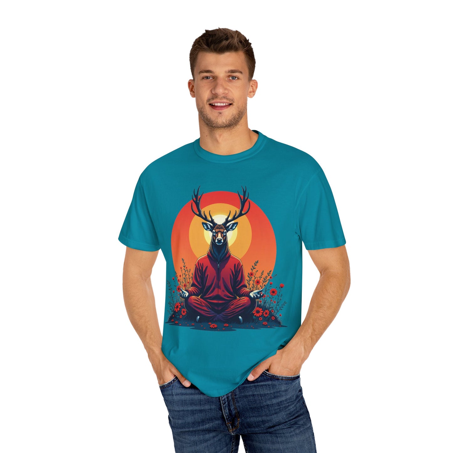 Garment-Dyed T-Shirt | "Lotus Deer" by Nicodemus Studios-Nicodemus Studios