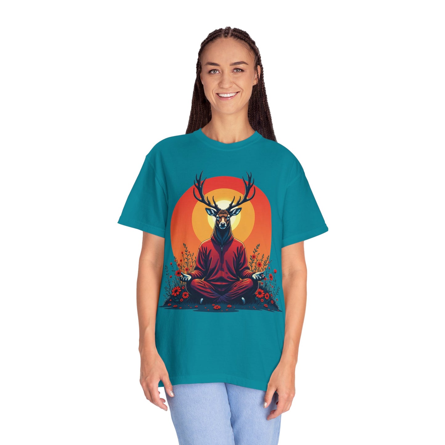 Garment-Dyed T-Shirt | "Lotus Deer" by Nicodemus Studios-Nicodemus Studios