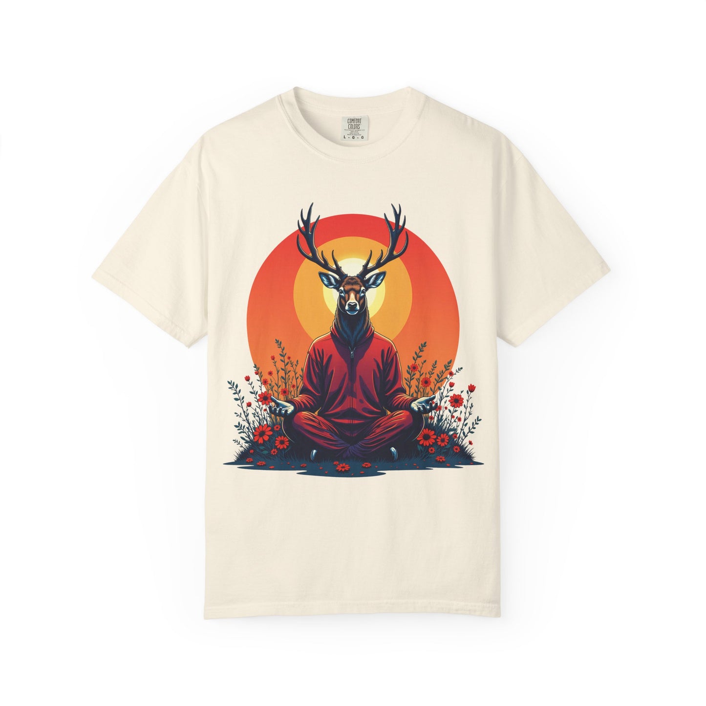 Garment-Dyed T-Shirt | "Lotus Deer" by Nicodemus Studios-Ivory-S-Nicodemus Studios