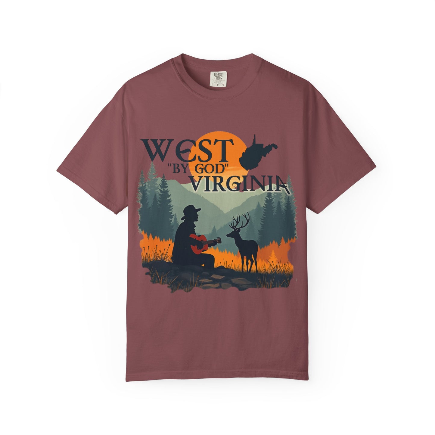 Garment-Dyed T-Shirt | West "By God" Virginia by Nicodemus Studios-Brick-S-Nicodemus Studios