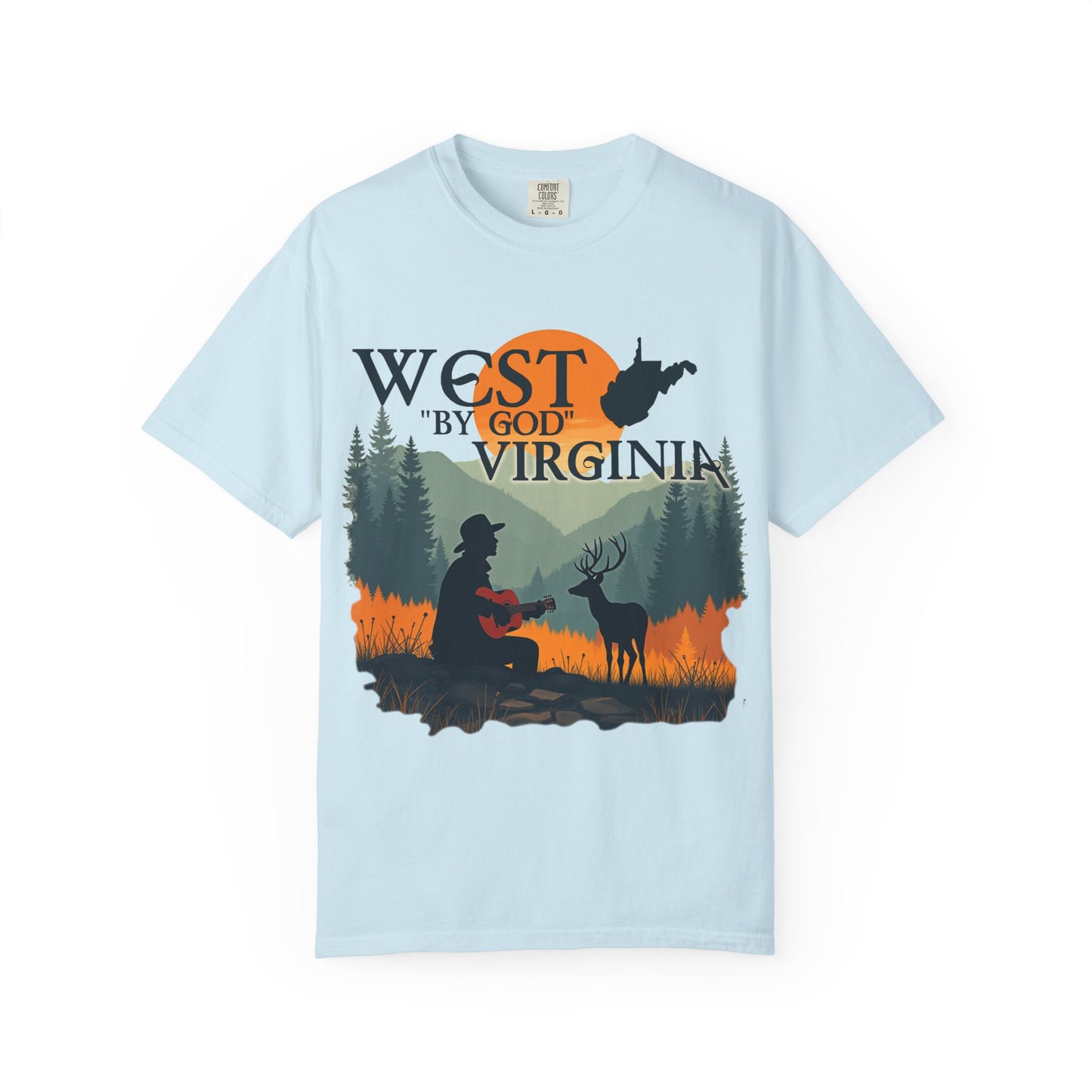 Garment-Dyed T-Shirt | West "By God" Virginia by Nicodemus Studios-Chambray-S-Nicodemus Studios