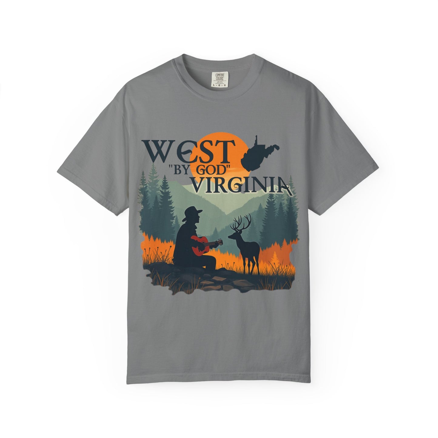Garment-Dyed T-Shirt | West "By God" Virginia by Nicodemus Studios-Grey-S-Nicodemus Studios