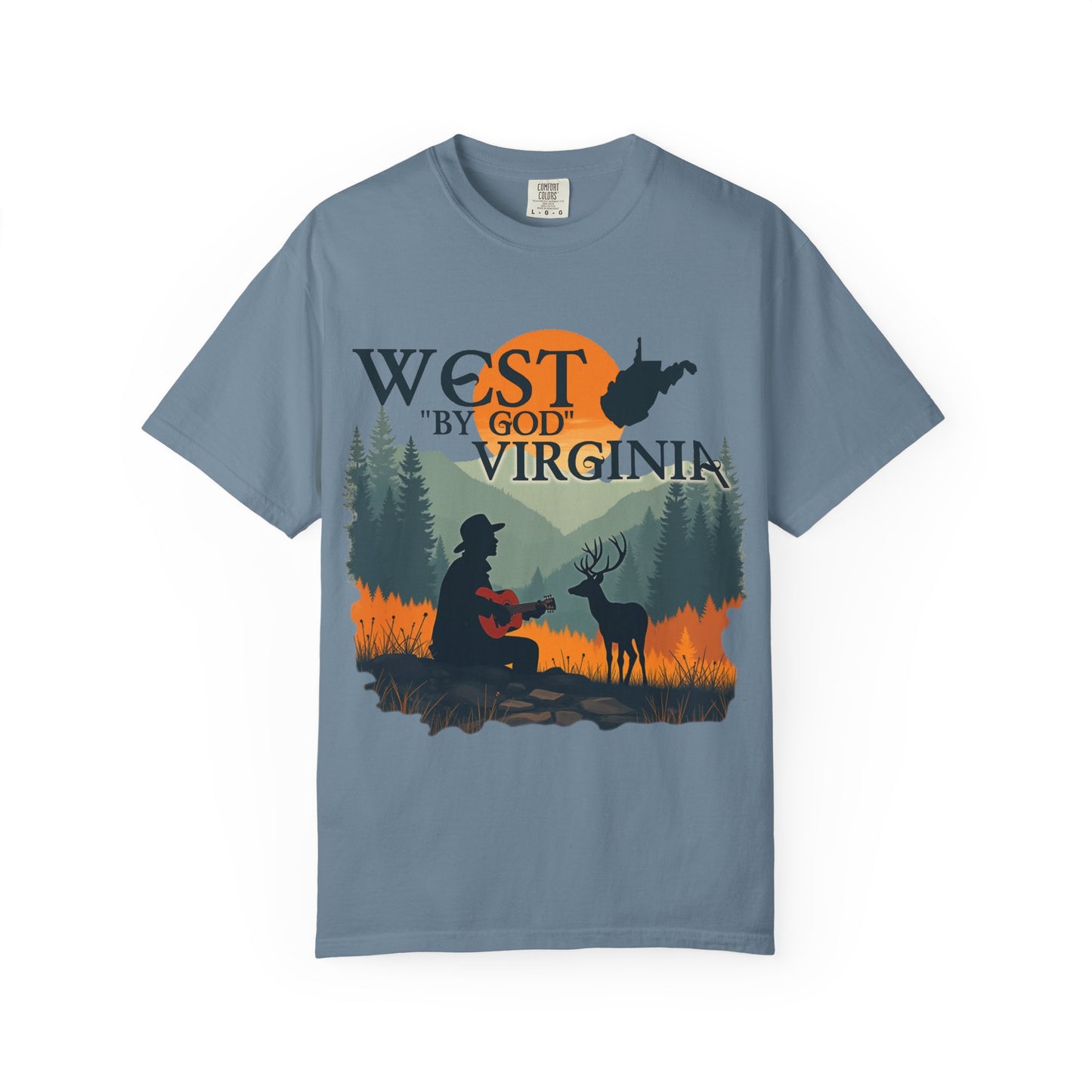 Garment-Dyed T-Shirt | West "By God" Virginia by Nicodemus Studios-Ice Blue-S-Nicodemus Studios