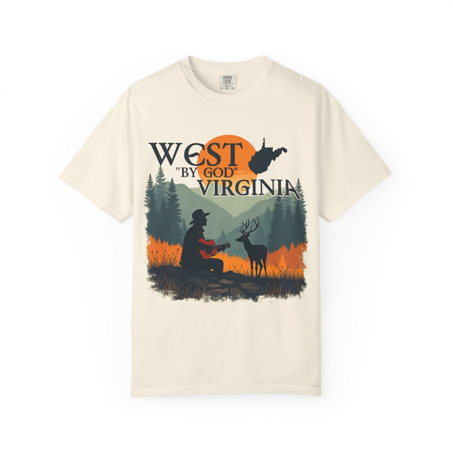 Garment-Dyed T-Shirt | West "By God" Virginia by Nicodemus Studios-Ivory-S-Nicodemus Studios