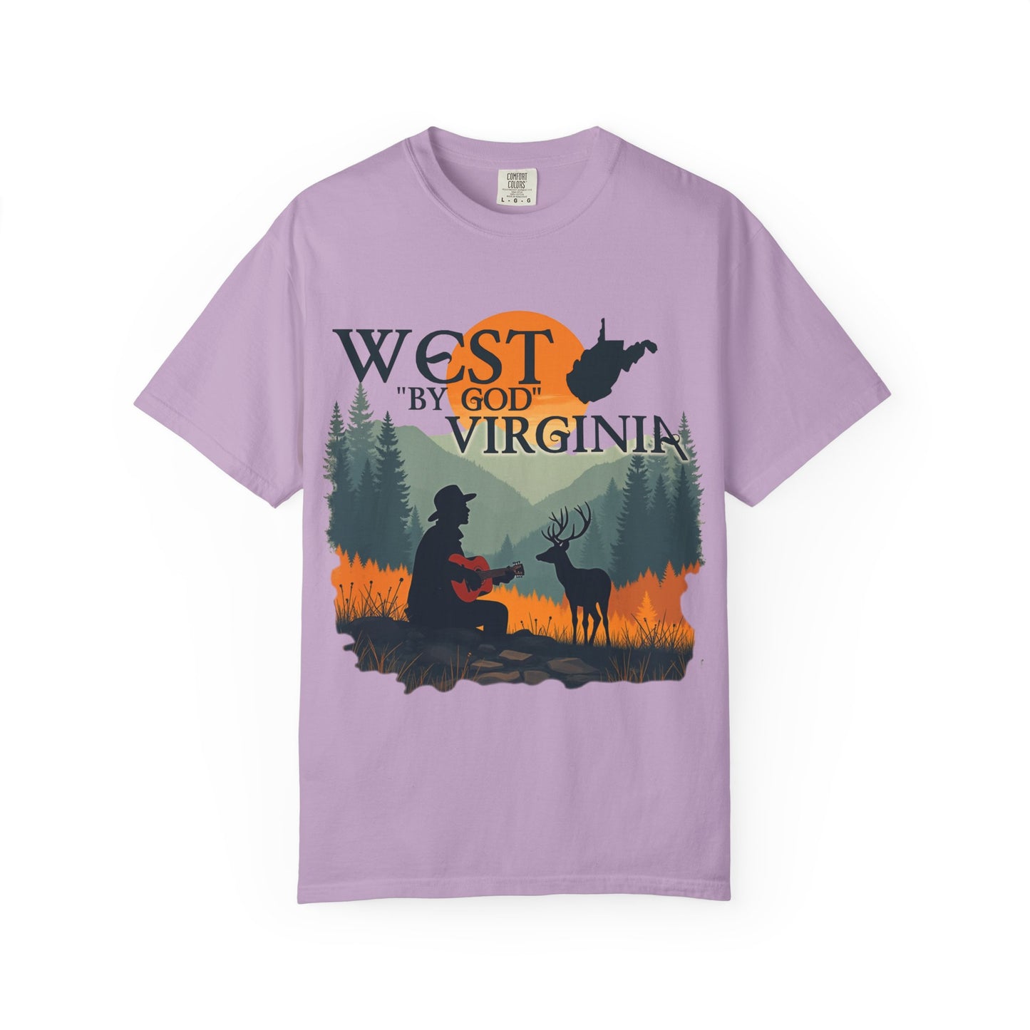 Garment-Dyed T-Shirt | West "By God" Virginia by Nicodemus Studios-Orchid-S-Nicodemus Studios