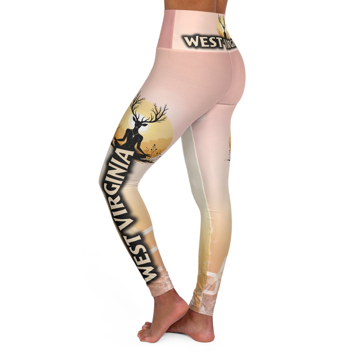 High Waisted Yoga Leggings | West Virginia "Fawn Meditation" by Nicodemus Studios-Nicodemus Studios