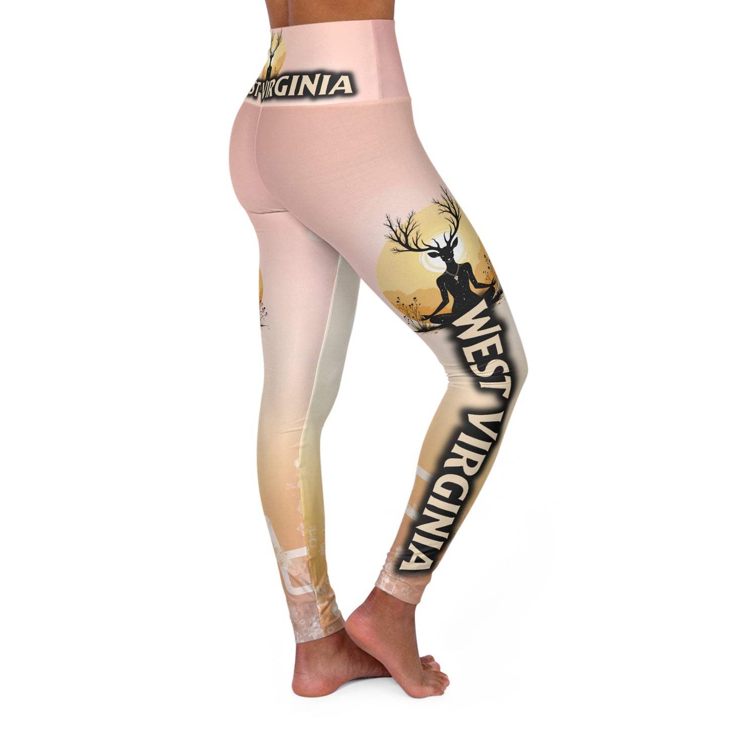 High Waisted Yoga Leggings | West Virginia "Fawn Meditation" by Nicodemus Studios-XS-Nicodemus Studios