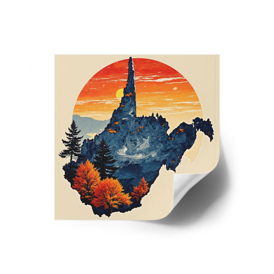 "Indoor/Outdoor sticker | "Land of Four Seasons" by Nicodemus Studios-Square-2" × 2"-White-Nicodemus Studios