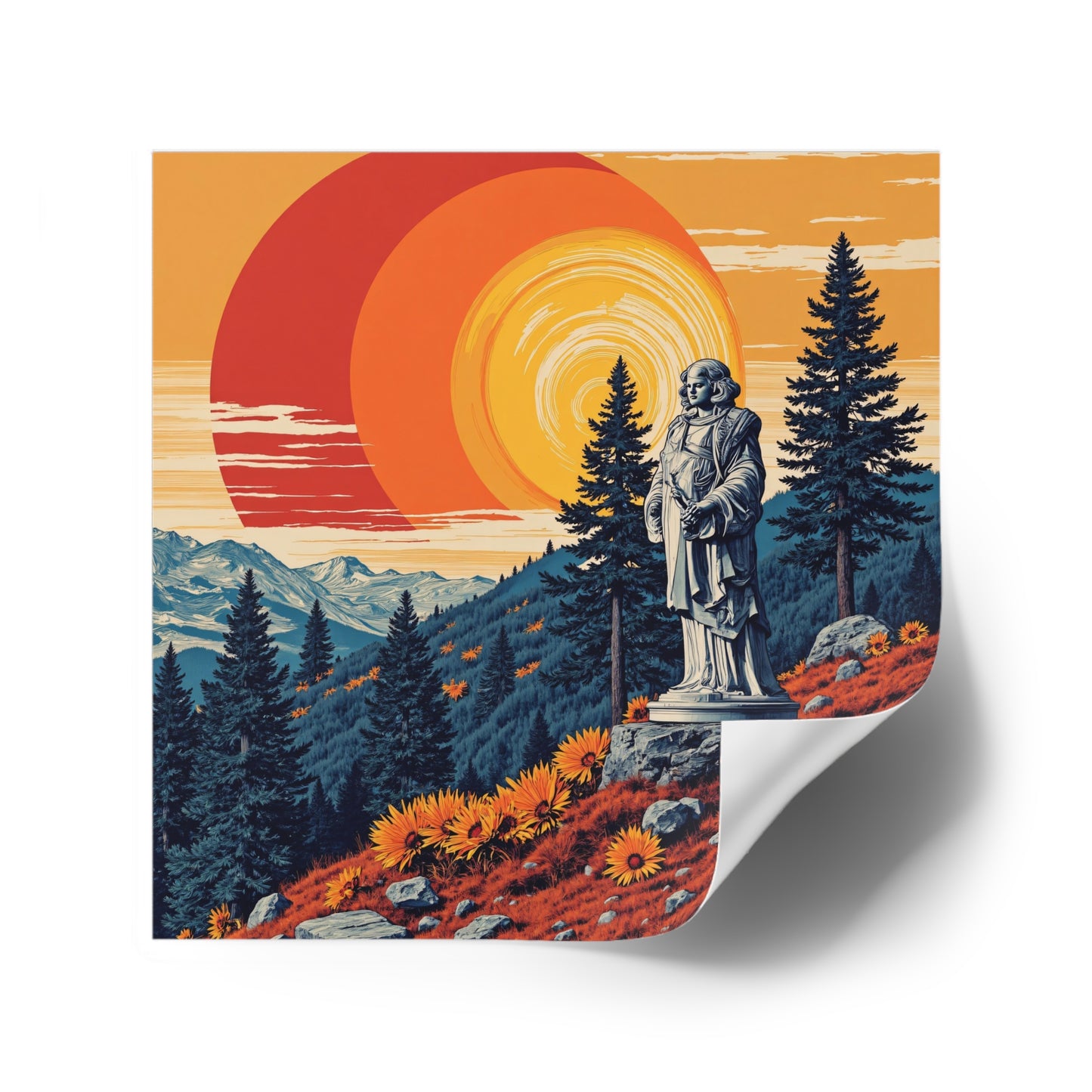 ""Indoor/Outdoor sticker | Nicodemus Statue-Square-4" × 4"-White-Nicodemus Studios