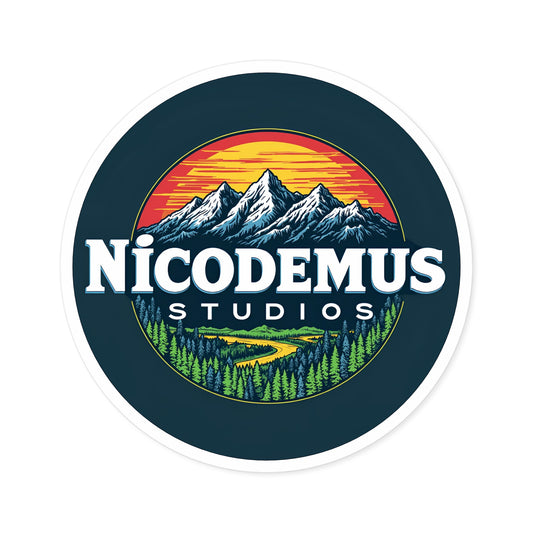 "Indoor/Outdoor sticker | Nicodemus Studios Logo-4" × 4"-Round-White-Nicodemus Studios