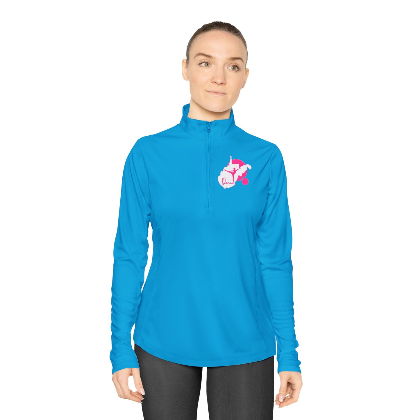 Ladies Quarter-Zip Pullover | WV Script Dance Graphic-Atomic Blue-XS-Nicodemus Studios