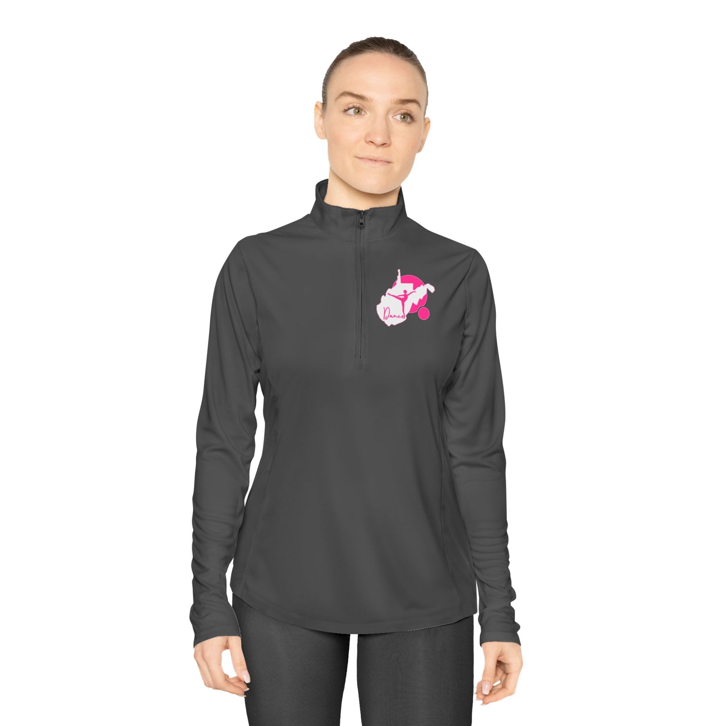 Ladies Quarter-Zip Pullover | WV Script Dance Graphic-Iron Grey-XS-Nicodemus Studios