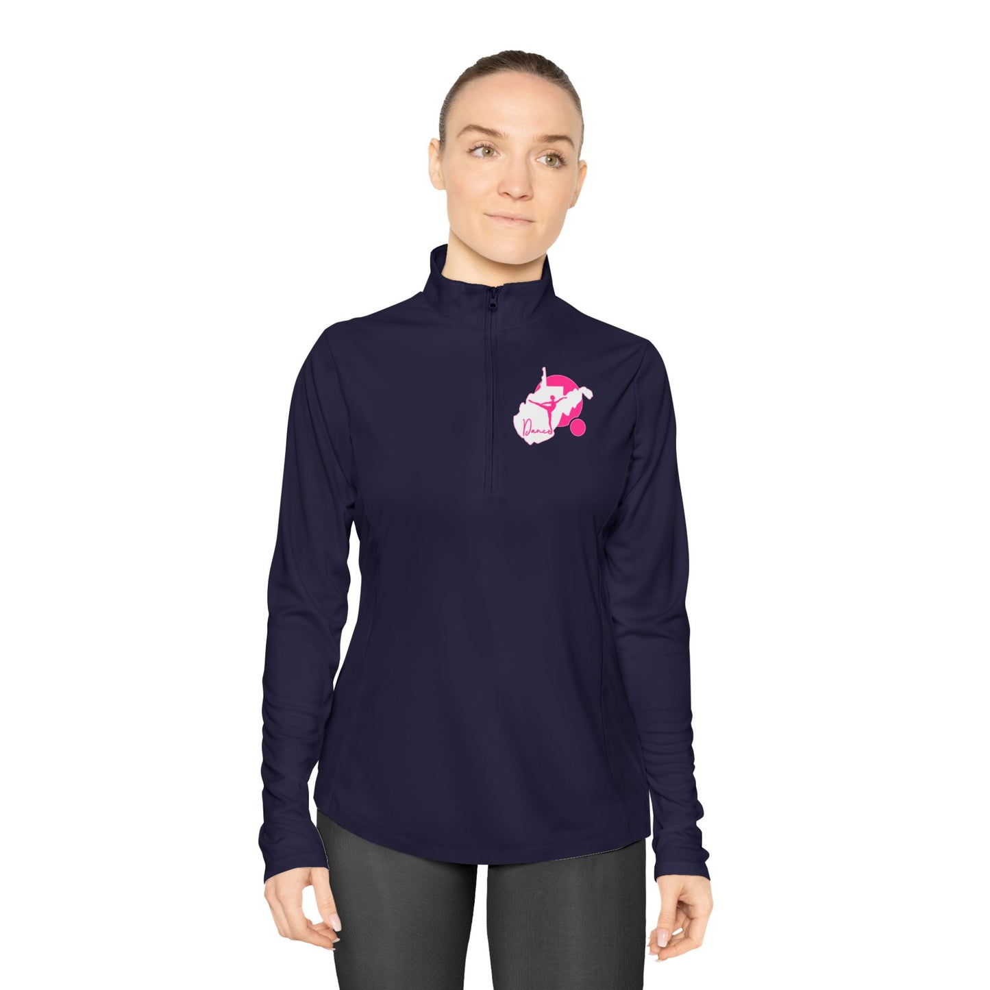Ladies Quarter-Zip Pullover | WV Script Dance Graphic-True Navy-XS-Nicodemus Studios